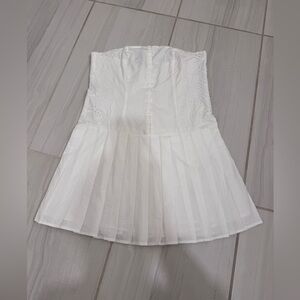 Strapless pleated drop waist dress